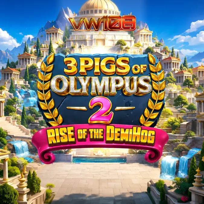 Tampilan visual slot 3 Pigs of Olympus 2 dengan tema mitologi babi